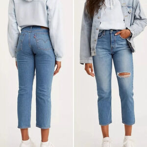 Levi’s Premium Wedgie Straight Jeans Jive Tone  Medium Blue Wash Size 25